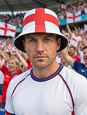 billiga Tillbehör-Herr vändbar polyesterkeps, tryckt med Englands flagga, lätt fotbollsfankeps för matchdag, supportrar, fritidssporter, utomhuskläder