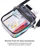 cheap Vacation &amp; Travel Bags-Women's Clear PVC Crossbody Bag, Large and Small Size Transparent Shoulder Bags with Adjustable Straps, Stylish Multi-Color Bags for Beach Vacation, Travel and Casual Daily Use