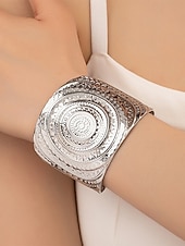 ieftine Bratara de dama-Brățară tip manșetă boemă din aliaj pentru femei, cu model deschis, din aur și argint, pentru vacanță la plajă, ținută casual zilnică, stil resort și bijuterii de vară.