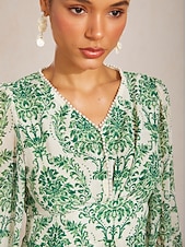 abordables Vestidos casuales con flores-Vestido largo de gasa fluida con estampado barroco exuberante