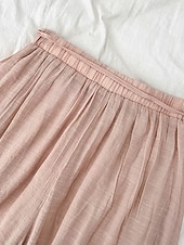 ieftine Pantalonii-Pentru femei Pantaloni cu aspect de in Picior Larg chinez Vacanță De Bază Lungime totală Talie Înaltă Simplu Cordon Respirabil Inelastic Vacanță Stradă Casual Gri Negru Roz Îmbujorat Kaki Var