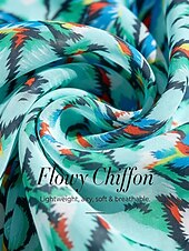 お買い得  プリントカジュアルドレス-ワンダーランドバケーションシフォンマキシドレス