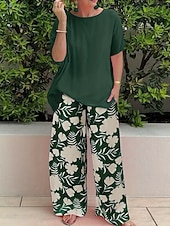 economico Abiti da donna con camicetta-Per donna Camicia Manica Corta Girocollo Floreale Grafico Elegante Vacanza Casuale Quotidiano Nero Blu Arancione Estate Vestibilità comoda