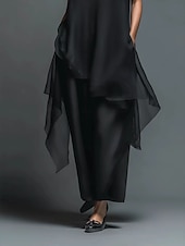 abordables Vestidos de gasa-Mujer Vestido Midi Vestido de raso Vestido de Fiesta Vestido Cóctel Vestido Invitada Boda Elegante Moda Moderno Playa Fiesta de Noche Fiesta Holgado Plano Sin Mangas Cuello Barco Correas Cuello Alto