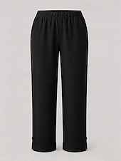abordables Pantalon droit-Femmes Pantacourt Chino Longueur cheville Naturel Couleur Unie Avec Poches Confortable Non Elastique Décontracté Quotidien Noir Blanche Rose Claire Vert foncé Printemps Automne Coupe Ample