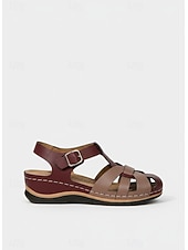 お買い得  快適なサンダル-調節可能なバックル付きの女性用ストラップ付きコンフォートサンダル - 快適な普段履きやカジュアルな服装に最適なスタイリッシュな夏用フットウェア