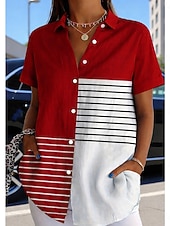  Koszulka Damska Krótki Rękaw Graficzna Geometria Vintage Codzienna Stylowa Koszulka Kołnierzyk Regularne Topa Codzienne Czarny i Biały Czarny Biały Żółty Różowy Lato Wiosna