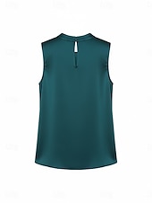  Pentru femei Satin Tricou Tee Top Zdrobit Simplu Elegant Modă Stilat Fără manșon Stil Nautic Topuri obișnuite Casual Zilnic Ieșire Albastru piscină Negru Alb Caisă Bej Vară Primăvară