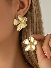 Недорогие Женская серьга-Женские серьги в богемном стиле, материал — сплав, 3D-цветочный дизайн, различные цвета, легкие и элегантные, идеально подходят для пляжного отдыха и повседневной носки.