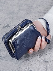 abordables Portefeuilles-Portefeuille-bracelet en similicuir pour femme, grande capacité, avec plusieurs emplacements pour cartes et porte-monnaie, disponible en plusieurs couleurs, idéal pour le shopping, les voyages, le