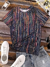voordelige Stripe &amp; Geometrische t-shirt-Dames T-shirt Afdrukken Grafisch Geometrisch Gestreept Vintage Stijlvol Klassiek Korte mouw Strakke ronde hals Croptops Casual Dagelijks blauw Paarsblauw Blozend Roze Oranje Zomer Lente