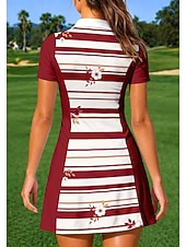 ieftine Rochie de femei-Pentru femei Floral Dungi Rochie sport Rochie polo de tenis Manșon scurt Quarter Zip UPF50+ Elastic Κατά του ιδρώτα Respirabil Volei Tenis Golf Răsfrânt Guler cu fermoar Rochii Rosu Albastru Mov