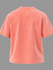 ieftine tricou simplu-Tricou damă 100% bumbac, vintage, spălat, topuri, modă, stilat, clasic, mânecă scurtă, guler rotund, topuri lungi, casual, zilnic, plajă, trandafir, roșu, albastru, verde iarbă, negru, portocaliu, vară, primăvară