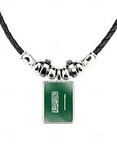 preiswerte Zubehör-Herren-Legierung &amp;Acryl-Halskette mit Anhängern in Nationalflaggen-Optik, verschiedene Ländermotive, lässiger Boho-Stil, perfekt für Fußballfans, Spieltage und Outdoor-Aktivitäten. &amp;Alltagskleidung