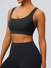 abordables Sujetadores deportivos &amp; chalecos-Mujer Camisetas sin mangas para hacer ejercicio Sujetadores de Deporte Cuchara Ropa Interior / Prenda Interior Absorción de impacto Tamaño Ajustable Ligero Inalámbrico Acolchado Color sólido Deporte