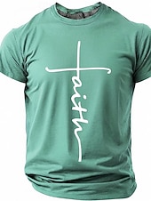 cheap Faith T shirts-Faith Cross Men's Minimalist Christian Spiritual Religious T Shirt Graphic Crew Neck Short Sleeve Church Worship Easter Gift for Believers Designer Clothing Apparel