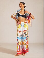 Χαμηλού Κόστους Λουλουδάτο μαγιό-Καλοκαιρινό, αέρινο τετράγωνο φουλάρι από σιφόν της Σαντορίνης