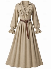  Medieval Renacimiento Vestidos Larga Pirata Vikingo Disfraz Mujer Pirata Fantasía Víspera de Todos los Santos Carnaval Rendimiento LARP Feria Ren Adulto Vestido