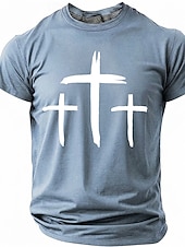 abordables Camisetas de fe-Hombre Cruz Camiseta Manga Corta Camiseta Impresión 3D Cuello Barco Camisa Moda Design Sencillo Casual Diario Fiesta Rojo Verano Primavera Ropa S M L XL XXL XXXL
