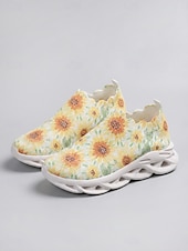 ieftine Adidași de Damă-Teniși sport pentru femei cu imprimeu de floarea-soarelui, pantofi casual ușori, încălțăminte confortabilă și respirabilă pentru purtare zilnică, mers pe jos, sală, călătorii &amp;ieșiri ocazionale