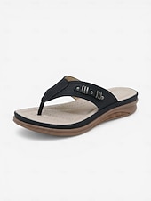 economico Sandali Comodi-infradito da donna blu con supporto plantare – comodi sandali infradito imbottiti, pantofole estive traspiranti e leggere con eleganti dettagli in metallo per la spiaggia e i viaggi. &amp;abbigliamento
