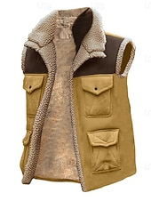 Χαμηλού Κόστους Ανδρικό Γιλέκο Ψαρέματος-Ανδρικά Γιλέκο από ψεύτικο σουέτ Γιλέκο Fleece ΕΞΩΤΕΡΙΚΟΥ ΧΩΡΟΥ Causal Καθημερινά Μοντέρνα Ρετρό Φθινόπωρο Χειμώνας Τσέπη Πολυεστέρας Διατηρείτε Ζεστό Άνετο Συνδυασμός Χρωμάτων Φερμουάρ Πέτο Κανονικό