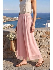 economico gamba larga e vita alta-Per donna Gamba larga Pantaloni Vacanza Streetwear Leggero Lunghezza intera Vita Alta Semplice Elastico in vita Taglio alto Comodità Traspirabilità Confortevole Elasticizzato All'aperto Vacanza