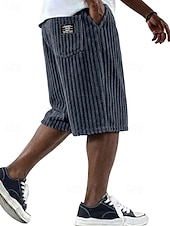  Férfi Rövidnadrágok Alkalmi rövidnadrág Corduroy Shorts Zseb Rugalmas derék Egyszerű Sima Mokaszinok Légáteresztő Térdhossz Hétköznapi Szabadtéri Vakáció Szabadság Divat Fekete Fehér Mikroelasztikus