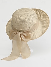 preiswerte Hüte für Damen-Damen-Sonnenhut im Boho-Stil, faltbarer Strohhut mit breiter Krempe und Schleife in verschiedenen Farben für Strandurlaub, Freizeit, Reisen und Sommerurlaub im Resort.