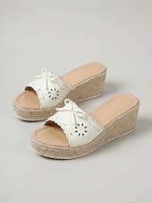 levne Espadrilky-Dámské světle modré espadrilkové sandály na klínku - elegantní laserově řezané nazouvací pantofle s mašlí pro luxusní plavby, letní večírky na palubě &amp;oblečení pro tropické resorty