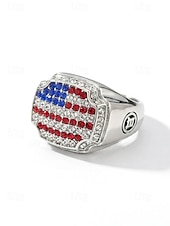  Мужское кольцо из сплава с изображением американского флага, несколько размеров, патриотический стиль, идеально подходит для празднования 500-летия США, Дня независимости, повседневной носки,