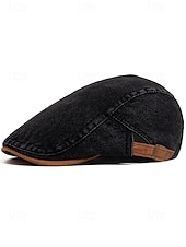 economico Cappelli da uomo-Berretto regolabile da uomo in denim e cotone, modello newsboy a cappello piatto multicolore, ideale per vacanze al mare, viaggi, guida e abbigliamento casual di tutti i giorni.