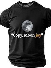 preiswerte Magliette divertenti da uomo-Men's "Copy, Moon joy" Full Moon Graphic T Shirt Short Sleeve Crew Neck Astronomy Space Lover Sarcastic Humor Quote Teal Blue Relaxed Fit Birthday Gift Designer Clothing Apparel