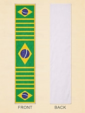 お買い得  アクセサリー-ブラジル国旗柄のメンズポリエステルタオルスカーフ。サッカーの試合観戦、スタジアムイベント、スポーツ観戦、普段使いに最適な、柔らかいサッカーファン応援スカーフです。