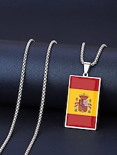 economico Accessori-Collana da uomo con ciondolo a forma di bandiera in acciaio inossidabile, collana con catena a bandiera di diversi paesi per le partite di calcio, per sostenere i tifosi, per fare il tifo allo stadio, per l'abbigliamento sportivo casual e per tutti i gior