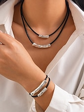 cheap Women's Necklace-Women's Bohemian Alloy Necklace and Bracelet Set, Layered Statement Jewelry for Beach Vacation, Resort Wear, Casual Summer Outfits and Everyday Fashion