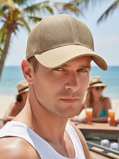 abordables Chapeaux pour hommes-Casquette de baseball pour homme en polyester respirant, style trucker multicolore ajustable, idéale pour les vacances à la plage, les tenues décontractées, la course à pied, la randonnée et les sports de plein air.