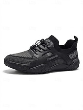 cheap Men-Men's Gray and Black Outdoor Sneakers Lace-Up Lightweight Breathable Comfort Walking Shoes Durable Sport Casual Footwear for Outdoor Resort, Vacation Travel, Warm Weather