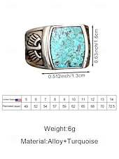 billige Menns smykker-Herre bohemsk ring i legering og turkis, vintage statement-signetring i flere størrelser for strandferie, uformelle sommerantrekk og hverdagsbruk