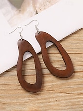 abordables Boucle d&amp;#39;oreille pour femme-Boucles d'oreilles pendantes bohèmes en bois pour femmes, boucles d'oreilles géométriques vintage aux styles variés, parfaites pour les vacances à la plage, les séjours estivaux et le quotidien.