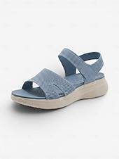 preiswerte Komfortsandalen-Blaue Damen-Strick-Sportsandalen mit Fußgewölbeunterstützung – atmungsaktive, leichte Komfortsandalen für sommerliche Spaziergänge, Reisen und Strandbesuche &amp;Alltagskleidung