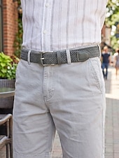 preiswerte Herrengürtel-Geflochtener Herren-Stretchgürtel mit Kunstlederbesatz, verstellbarer, gewebter Freizeitgürtel in verschiedenen Farben für den Alltag, Strandurlaub, Reisen und Resort-Looks