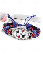 abordables Accesorios-Pulsera de hombre de piel sintética y acrílico con la bandera nacional, pulsera multinacional para aficionados al fútbol, para el día del partido, para animar en el estadio, para ropa deportiva informal y para el día a día.