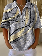  Damen Sommeroberteile Grafik Geometrisch Elegant Vintage Ärmellos Kurzarm Hemdkragen Normale Oberteile Lässig Täglich Schwarz Gelb Violett Purpur Orange Sommer Frühling