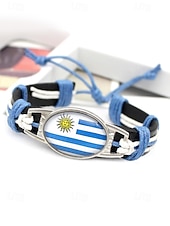 abordables Accesorios-Pulsera de hombre de piel sintética y acrílico con la bandera nacional, pulsera multinacional para aficionados al fútbol, para el día del partido, para animar en el estadio, para ropa deportiva informal y para el día a día.