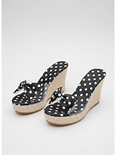 cheap Wedge Sandals-Women's Polka Dot Bow Wedge Sandals - Trendy Clear  Wedges with Espadrille-Style Sole for Luxury Resort Vacations, Hotel Poolside Lounging &amp; Summer Beach Parties