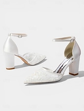 cheap Block Heel Pumps-Women's Champagne Embroidered Block Heel Pumps – Elegant Cocktail Party Dress Shoes