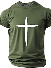  Hombre Cruz Camiseta Manga Corta Camiseta Impresión 3D Cuello Barco Camisa Moda Design Sencillo Casual Diario Fiesta Rojo Verano Primavera Ropa S M L XL XXL XXXL