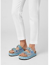 abordables Sandales à glissière-Sandales à plateforme perlées pour femmes – sandales à enfiler de style bohème pour la plage, les festivals et les sorties décontractées