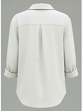 economico Camicie di Lusso-Per donna Camicie di cotone e lino Tasca Bottoni Tinta unica Vintage Elegante Essenziale Manica Lunga Colletto a Camicia Top Regolari Quotidiano Bianco Rosa Azzurro cielo Albicocca Estate Primavera